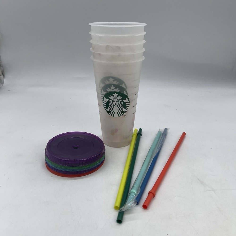 Starbucks Mystery Color Changing Reusable Cold Cups 24 oz. Lot of 5 pack